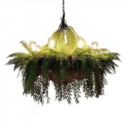 Iron Pendant with Faux Greenery