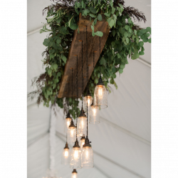 Rustic Chandelier/ Edison Board with hanging drops