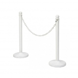 (2) White Stanchion with White Chain