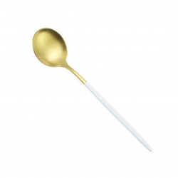 Matte White & Gold Dinner Spoon