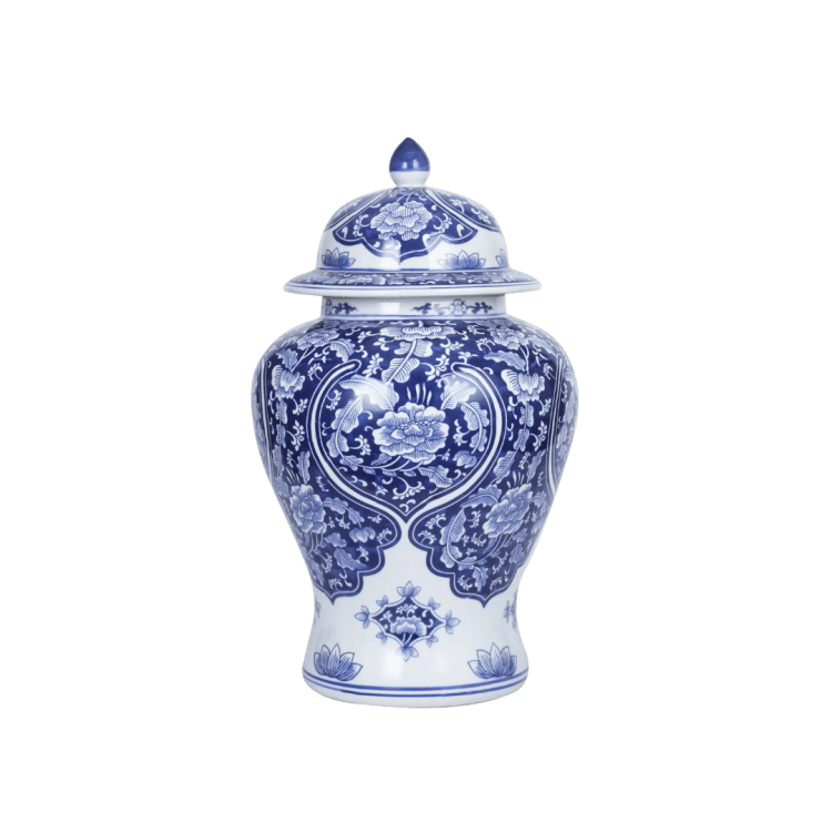 Blue Peony Temple Jar