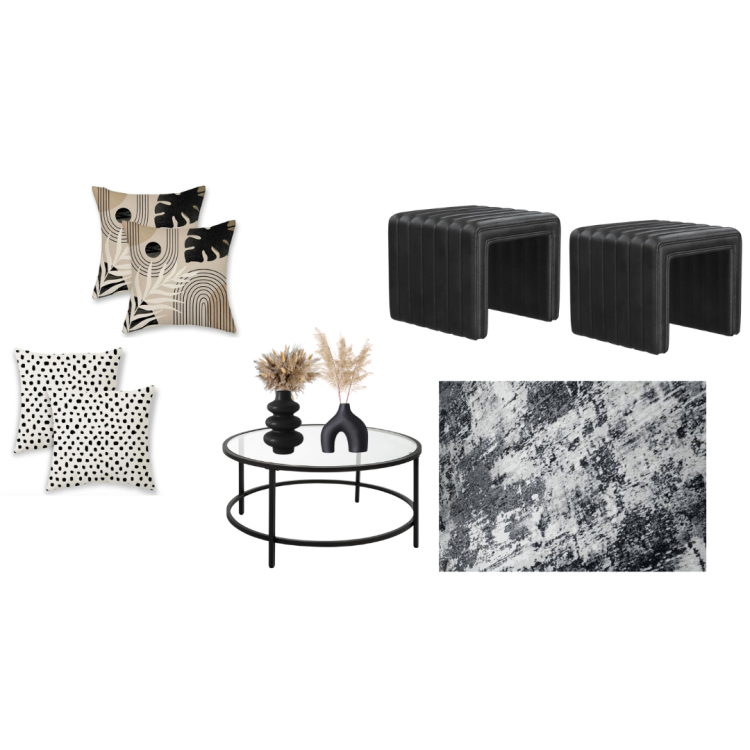 Beige & Black Accent Set
