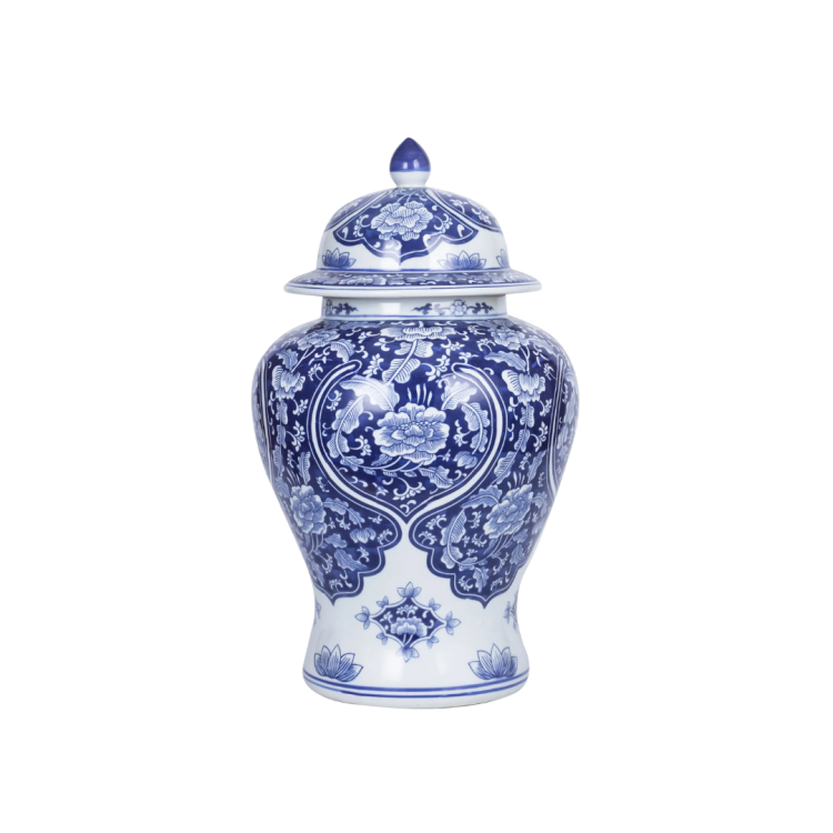 Blue Peony Temple Jar