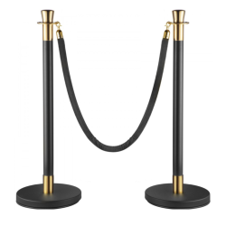 Black & Gold Stanchions with Black Velvet Rope Set Black & Gold Stanchions with Black Velvet Rope Set