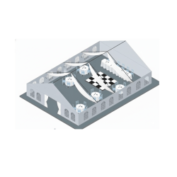 Parallel Gathered Ceiling Drape w/ Leg Drape - Structure