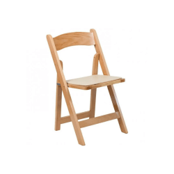 Rustic Natural Wood Padded Folding Chair