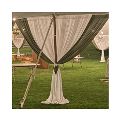White & Olive Trim Leg Drape (Spandex) - Sailcloth